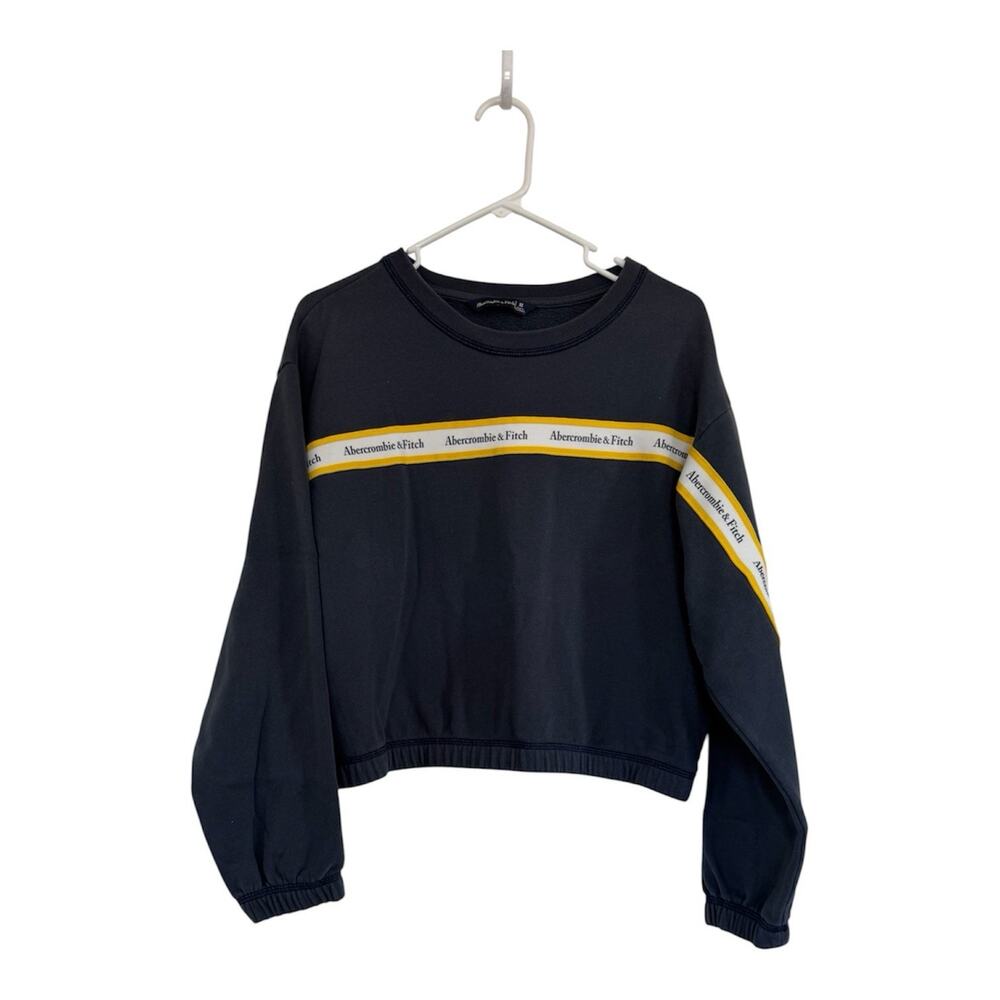 Abercrombie Fitch Sweater Womens Medium Blue Crop Top Pullover Sweatshirt Y2K